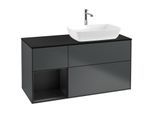 Villeroy und Boch Finion Waschtischunterschrank F802PDHG 120cm, Abdeckplatte black matt, Regale Black matt lacquer, Midnight Blue Matt Lacquer