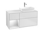 Villeroy und Boch Finion Waschtischunterschrank F801MTMT 120cm, Abdeckplatte white matt, Regale White matt lacquer, White matt lacquer