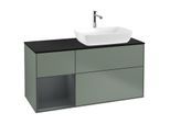 Villeroy und Boch Finion Waschtischunterschrank G802HGGM 120cm, Abdeckplatte black matt, Emotion, Regale Midnight matt lacquer, Olive Matt Lacquer