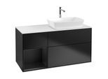 Villeroy und Boch Finion Waschtischunterschrank G801PDPD 120cm, Abdeckplatte white matt, Emotion, Regale Black matt lacquer, Black matt lacquer