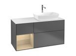 Villeroy und Boch Finion Waschtischunterschrank G801PCGK 120cm, Abdeckplatte white matt, Emotion, Regale Oak Veneer, Anthracite matt