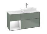 Villeroy und Boch Finion Waschtischunterschrank G801MTGM 120cm, Abdeckplatte white matt, Emotion, Regale White matt lacquer, Olive Matt Lacquer
