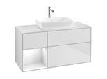 Villeroy und Boch Finion Waschtischunterschrank F821GFMT 120cm, Abdeckplatte white matt, Regale Glossy white lacquer, White matt lacquer