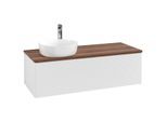 Villeroy und Boch Antao Waschtisch-Unterschrank L33152GF mit Beleuchtung, 1 Auszug, 1200 x 360 x 500 mm, Front mit Struktur, Glossy White Lacquer / Warm Walnut