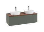 Villeroy und Boch Antao Waschtisch-Unterschrank L35152HL 120x36x50cm, Hahnloch, Waschbeckenplattenfarbe warm walnut, leaf green matt lacquer