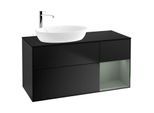 Villeroy und Boch Finion Waschtischunterschrank G932GMPD 120cm, Abdeckplatte black matt, Emotion, Regale Olive matt lacquer, Black matt lacquer