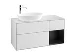 Villeroy und Boch Finion Waschtischunterschrank F931PDMT 120cm, Abdeckplatte white matt, Regale Black matt lacquer, White matt lacquer
