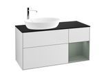 Villeroy und Boch Finion Waschtischunterschrank F932GMMT 120cm, Abdeckplatte black matt, Regale Olive matt lacquer, White matt lacquer
