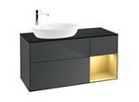 Villeroy und Boch Finion Waschtischunterschrank F932HFHG 120cm, Abdeckplatte black matt, Regale Gold matt lacquer, Midnight Blue Matt Lacquer