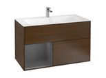 Villeroy und Boch Finion Waschtischunterschrank F030GKGN 99,6x59,1x49,8cm, Regal links Anthracite matt, Walnut veneer