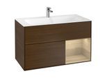 Villeroy und Boch Finion Waschtischunterschrank F040PCGN 99,6x59,1x49,8cm, Regal rechts Oak Veneer, Walnut veneer