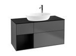 Villeroy und Boch Finion Waschtischunterschrank F942PDGK 120cm, Abdeckplatte black matt, Regale Black matt lacquer, Anthracite matt