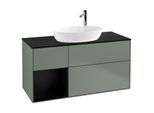 Villeroy und Boch Finion Waschtischunterschrank F942PDGM 120cm, Abdeckplatte black matt, Regale Black matt lacquer, Olive Matt Lacquer