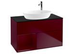 Villeroy und Boch Finion Waschtischunterschrank F892HBHB 100cm, Abdeckplatte black matt, Regale Peony matt lacquer, Peony Matt