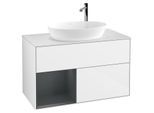 Villeroy und Boch Finion Waschtischunterschrank G891HGGF 100cm, Abdeckplatte white matt, Emotion, Regale Midnight matt lacquer, Glossy white lacquer
