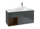Villeroy und Boch Finion Waschtischunterschrank G941GNHG 120cm, Abdeckplatte white matt, Emotion, Regale Walnut Veneer, Midnight Blue Matt Lacquer