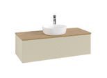 Villeroy und Boch Antao Waschtisch-Unterschrank K32151HJ 120x36x50cm, Hahnloch, Waschbeckenplattenfarbe honey oak, silk grey matt lacquer