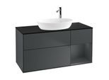 Villeroy und Boch Finion Waschtischunterschrank G952HGHG 120cm, Abdeckplatte black matt, Emotion, Regale Midnight matt lacquer, Midnight Blue Matt Lacquer