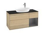 Villeroy und Boch Finion Waschtischunterschrank G952GKPC 120cm, Abdeckplatte black matt, Emotion, Regale Anthracite matt lacquer, Oak Veneer