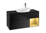 Villeroy und Boch Finion Waschtischunterschrank F952HFPD 120cm, Abdeckplatte black matt, Regale Gold matt lacquer, Black matt lacquer