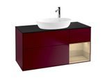 Villeroy und Boch Finion Waschtischunterschrank F952PCHB 120cm, Abdeckplatte black matt, Regale Oak Veneer, Peony Matt