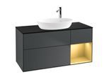 Villeroy und Boch Finion Waschtischunterschrank F952HFHG 120cm, Abdeckplatte black matt, Regale Gold matt lacquer, Midnight Blue Matt Lacquer