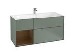 Villeroy und Boch Finion Waschtischunterschrank F060GNGM 119,6x59,1cm, Regal links Walnut veneer, Olive Matt Lacquer