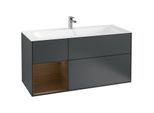 Villeroy und Boch Finion Waschtischunterschrank F060GNHG 119,6x59,1cm, Regal links Walnut veneer, Midnight Blue Matt Lacquer