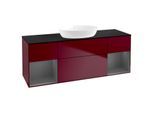 Villeroy und Boch Finion Waschtischunterschrank FD02GKHB 120cm, Abdeckplatte black matt, Regale Anthracite matt lacquer, Peony Matt