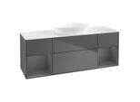 Villeroy und Boch Finion Waschtischunterschrank FD01GKGK 120cm, Abdeckplatte white matt, Regale Anthracite matt lacquer, Anthracite matt