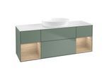 Villeroy und Boch Finion Waschtischunterschrank FD01PCGM 120cm, Abdeckplatte white matt, Regale Oak Veneer, Olive Matt Lacquer
