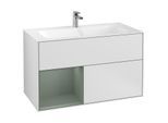Villeroy und Boch Finion Waschtischunterschrank G030GMMT 99,6x59,1cm, Wandbeleuchtung, Regal links Olive Matt Lacquer, White matt lacquer