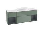 Villeroy und Boch Finion Waschtischunterschrank FD01HGGM 120cm, Abdeckplatte white matt, Regale Midnight matt lacquer, Olive Matt Lacquer