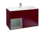 Villeroy und Boch Finion Waschtischunterschrank G030GMHB 99,6x59,1cm, Wandbeleuchtung, Regal links Olive Matt Lacquer, Peony Matt