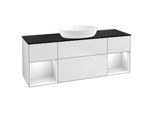 Villeroy und Boch Finion Waschtischunterschrank GD02MTMT 120cm, Abdeckplatte black matt, Emotion, Regale White matt lacquer, White matt lacquer