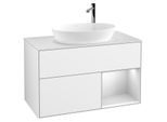 Villeroy und Boch Finion Waschtischunterschrank G901MTGF 100cm, Abdeckplatte white matt, Emotion, Regale White matt lacquer, Glossy white lacquer