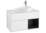 Villeroy und Boch Finion Waschtischunterschrank F901PDGF 100cm, Abdeckplatte white matt, Regale Black matt lacquer, Glossy white lacquer