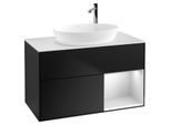 Villeroy und Boch Finion Waschtischunterschrank F901MTPD 100cm, Abdeckplatte white matt, Regale White matt lacquer, Black matt lacquer