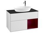Villeroy und Boch Finion Waschtischunterschrank G902HBMT 100cm, Abdeckplatte black matt, Emotion, Regale Peony matt lacquer, White matt lacquer