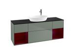 Villeroy und Boch Finion Waschtischunterschrank F982HBGM 160cm, Abdeckplatte black matt, Regale Peony matt lacquer, Olive Matt Lacquer