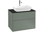 Villeroy und Boch Finion Waschtischunterschrank F75200GM 80x60,3cm, Abdeckplatte black matt, Olive Matt Lacquer