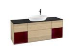 Villeroy und Boch Finion Waschtischunterschrank F982HBPC 160cm, Abdeckplatte black matt, Regale Peony matt lacquer, Oak Veneer