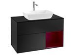 Villeroy und Boch Finion Waschtischunterschrank G782HBPD 100cm, Abdeckplatte black matt, Emotion, Regale Peony matt lacquer, Black matt lacquer