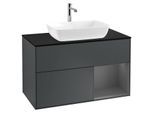 Villeroy und Boch Finion Waschtischunterschrank G782GKHG 100cm, Abdeckplatte black matt, Emotion, Regale Anthracite matt lacquer, Midnight Blue Matt Lacquer