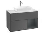 Villeroy und Boch Finion Waschtischunterschrank G781HGGK 100cm, Abdeckplatte white matt, Emotion, Regale Midnight matt lacquer, Anthracite matt