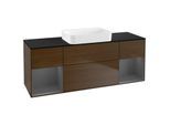 Villeroy und Boch Finion Waschtischunterschrank G742GKGN 160x60,3x50,1cm, Regale Anthracite matt lacquer, Walnut veneer