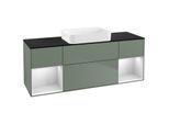 Villeroy und Boch Finion Waschtischunterschrank G742MTGM 160x60,3x50,1cm, Regale White matt lacquer, Olive Matt Lacquer