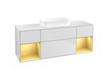 Villeroy und Boch Finion Waschtischunterschrank F741HFMT 160x60,3x50,1cm, Regale Gold matt lacquer, White matt lacquer