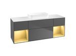 Villeroy und Boch Finion Waschtischunterschrank F741HFGK 160x60,3x50,1cm, Regale Gold matt lacquer, Anthracite matt