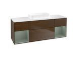 Villeroy und Boch Finion Waschtischunterschrank F741GMGN 160x60,3x50,1cm, Regale Olive matt lacquer, Walnut veneer